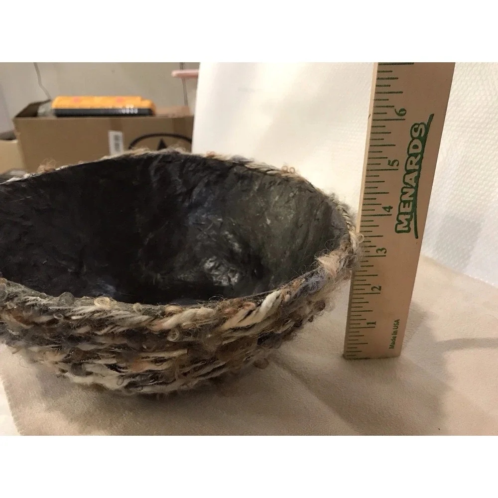OOAK Yarn Wrapped Gourd Bowl Local Artist DM Novak Dennis Zopp Handmade Art